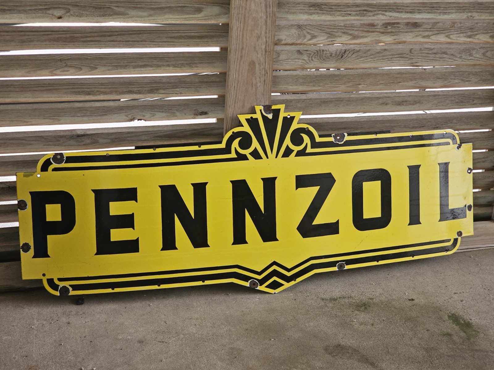 GIANT VINTAGE 1950’S PENNZOIL PORCELAIN DEALERSHIP SIGN 60 X 23, NICE SIGN