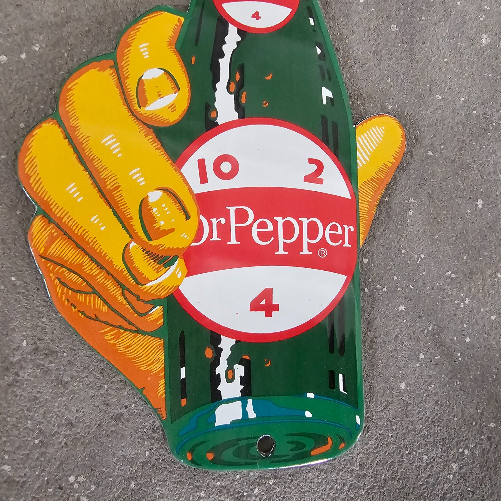 VINTAGE DRINK DR PEPPER RED GREEN US GASOLINE OIL GAS PUMP ENAMEL PORCELAIN SIGN