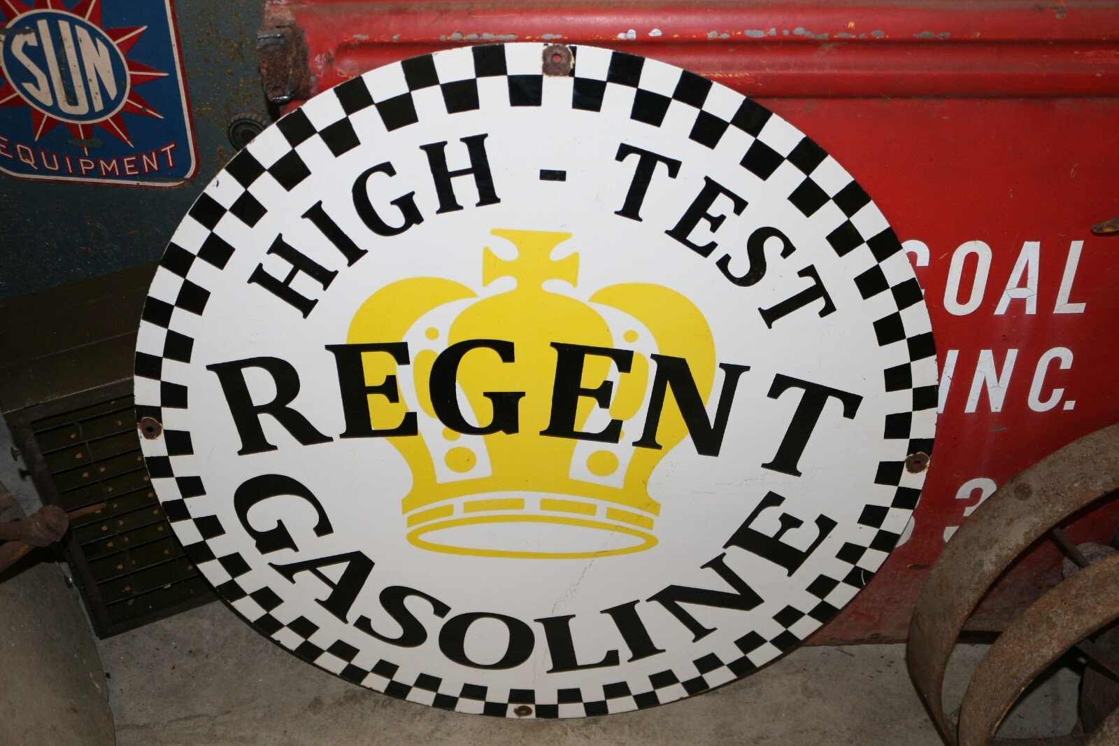 Large Regent Crown High Test Gasoline Gas Station 30″ Metal Porcelain Sign
