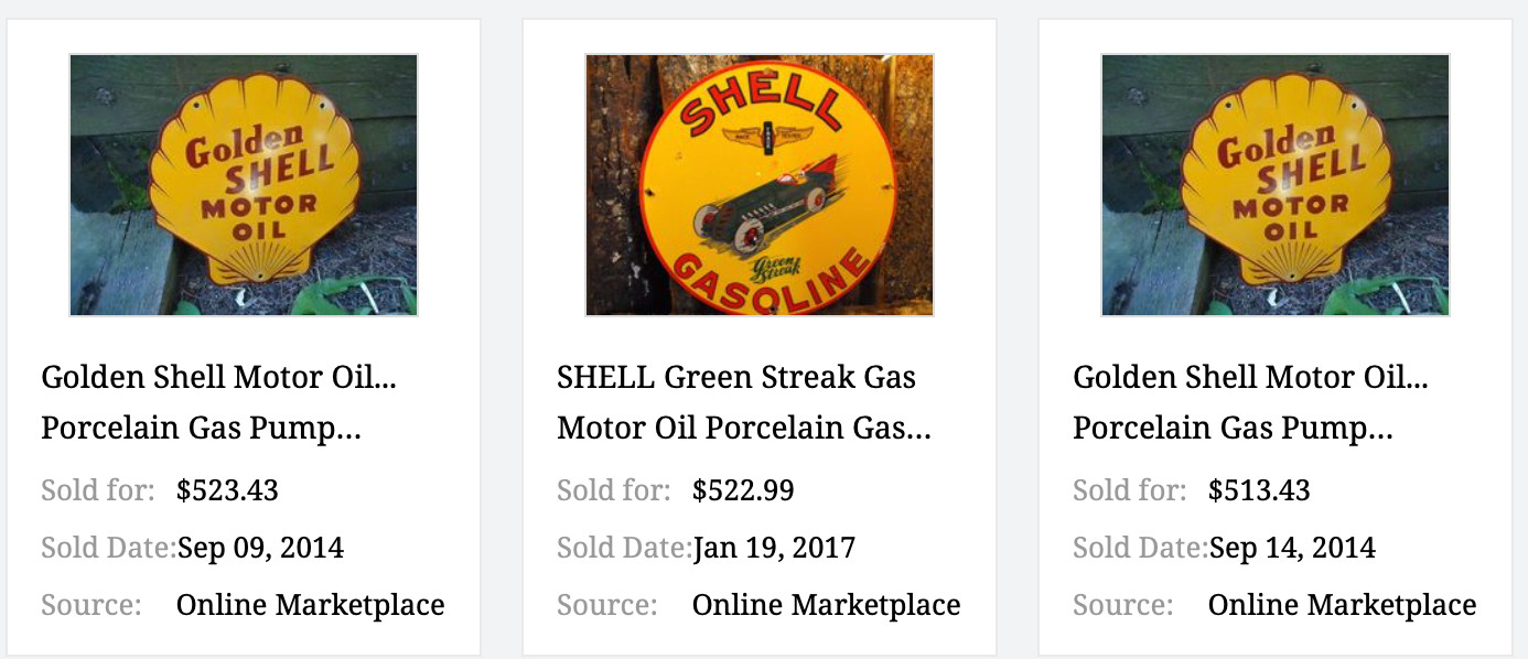 VINTAGE SHELL GASOLINE RARE RED 11 3/4″ PORCELAIN METAL SERVICE STATION OIL SIGN