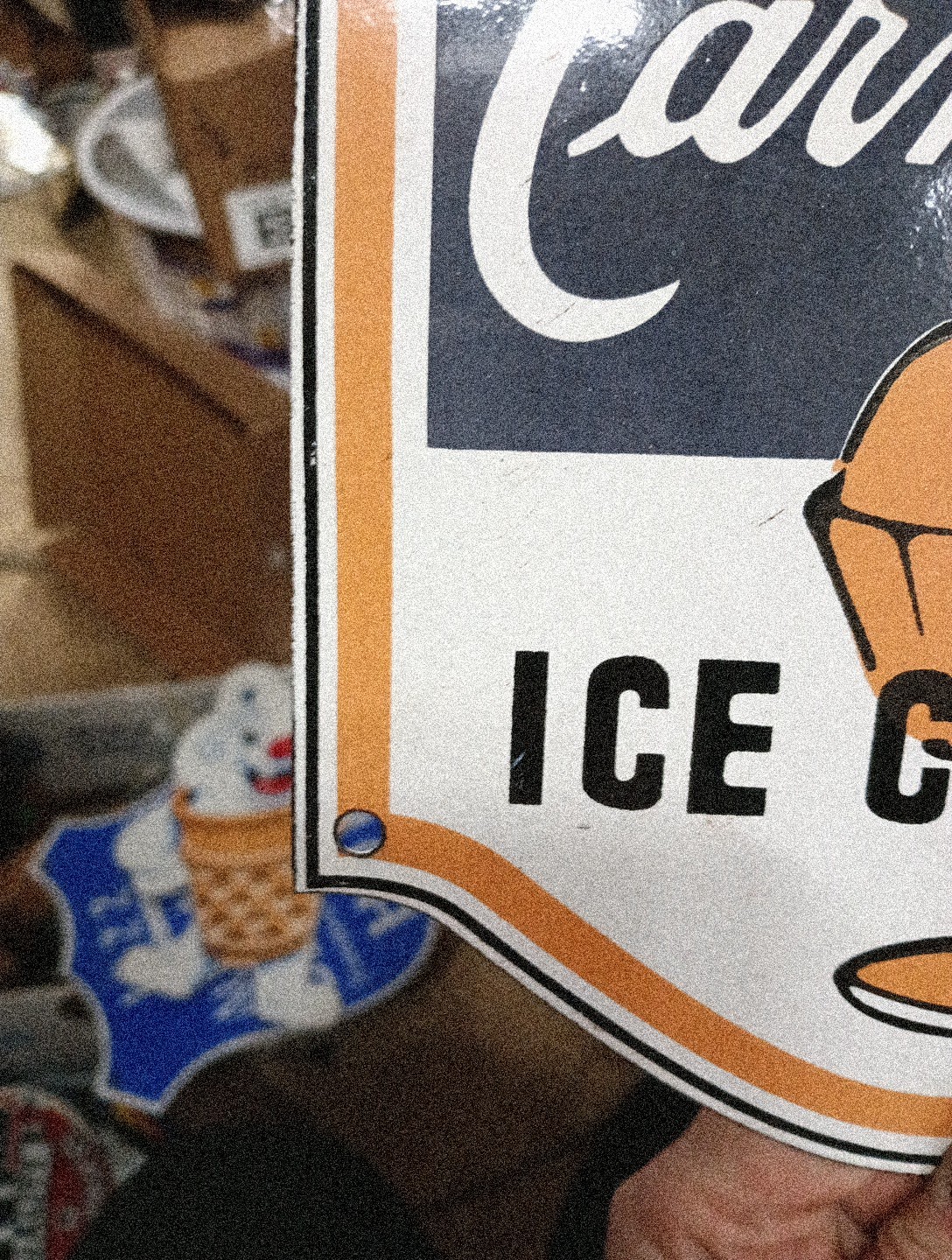 Porcelain Carnation Ice Cream Sign