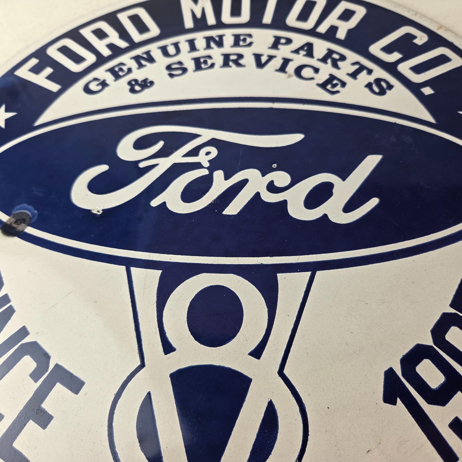 Two Vintage Ford Motors Service Dealership Porcelain Signs