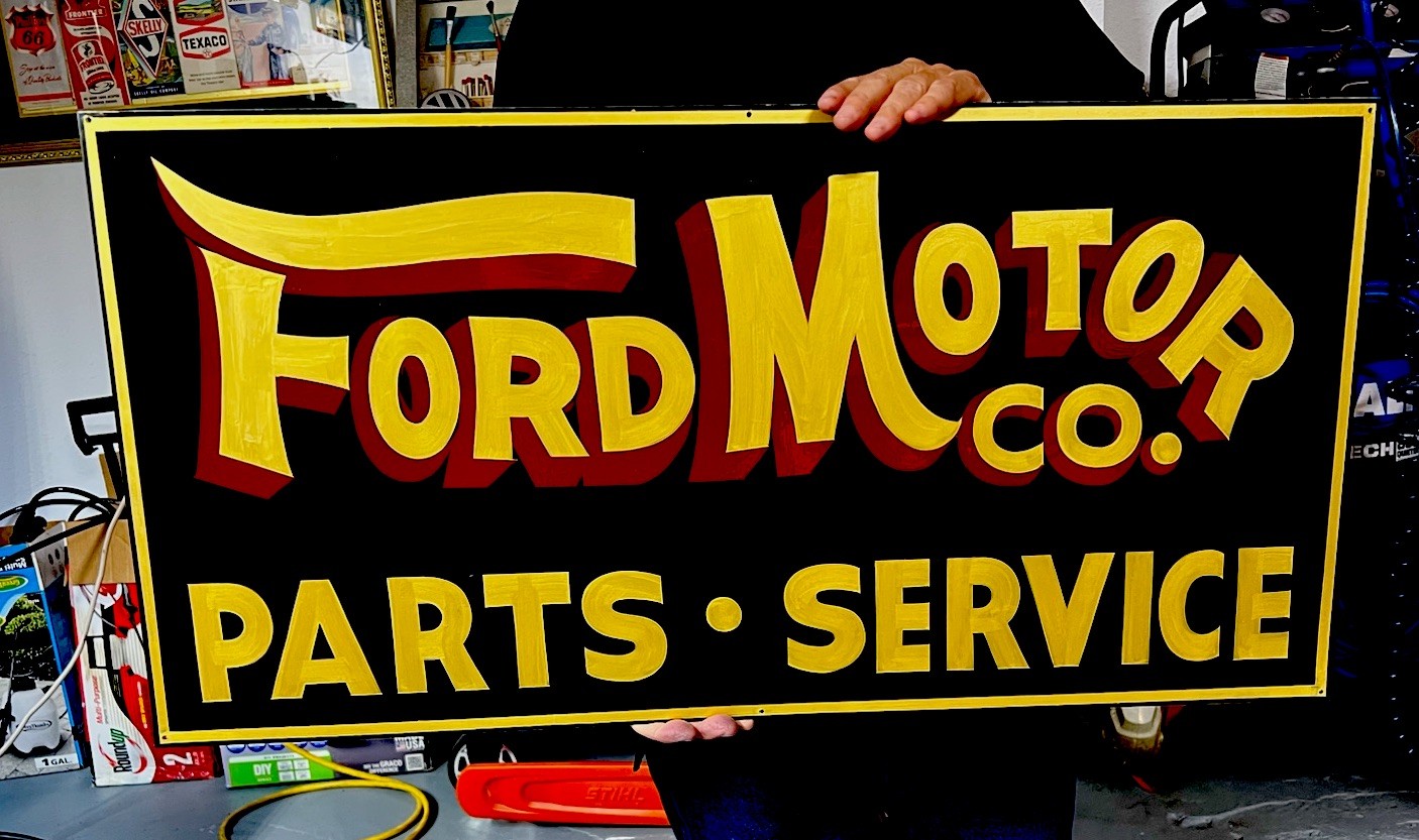 18″x36″ Painted Black FORD MOTOR COMPANY PARTS SERVICE Car Truck Shop Art Decor