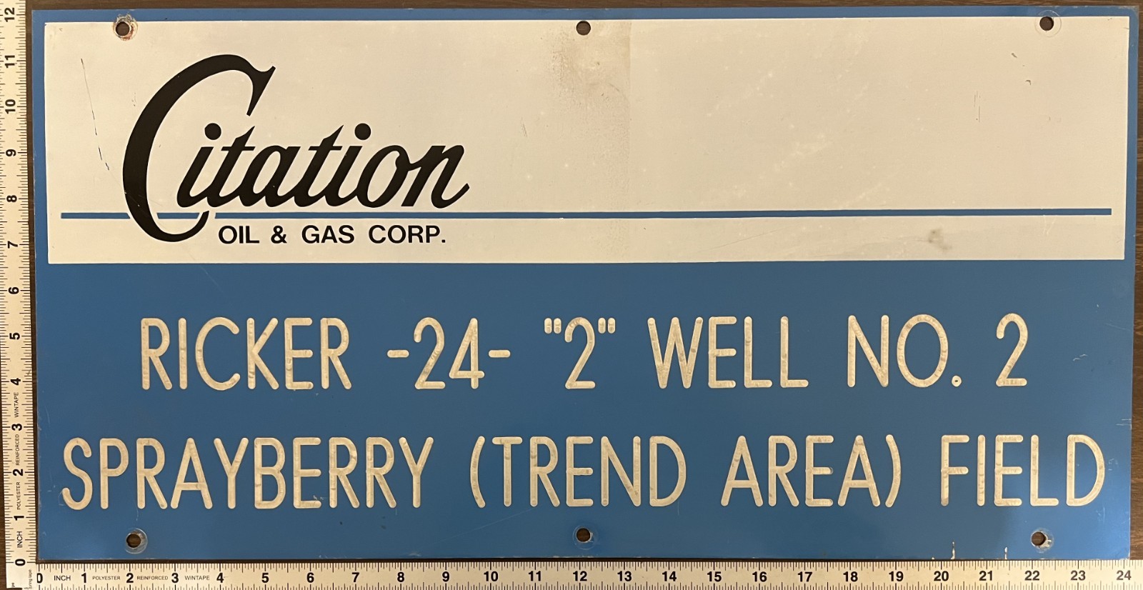 Vintage Painted Oil Field Sign – Citation Oil & Gas Corp Sprayberry Field