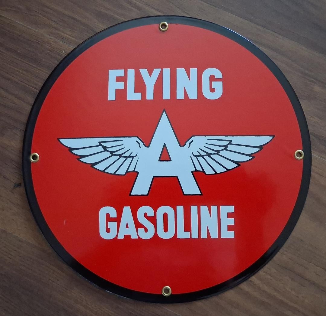 Flying A Gasoline Porcelain Sign Home Office Garage Shop