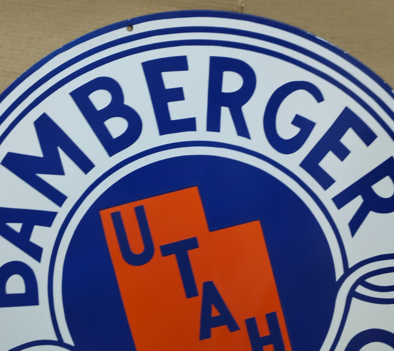 Utah Bamberger Railroad Porcelain Enamel Sign 30 x 30 Inches 1 Sided