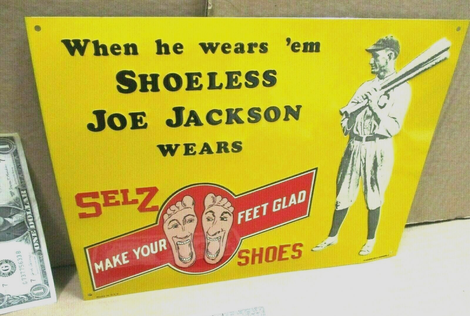 SELZ SHOES – BASEBALL PLAYER When Shoeless Joe Jackson Wears ‘em-MAKES FEET GLAD