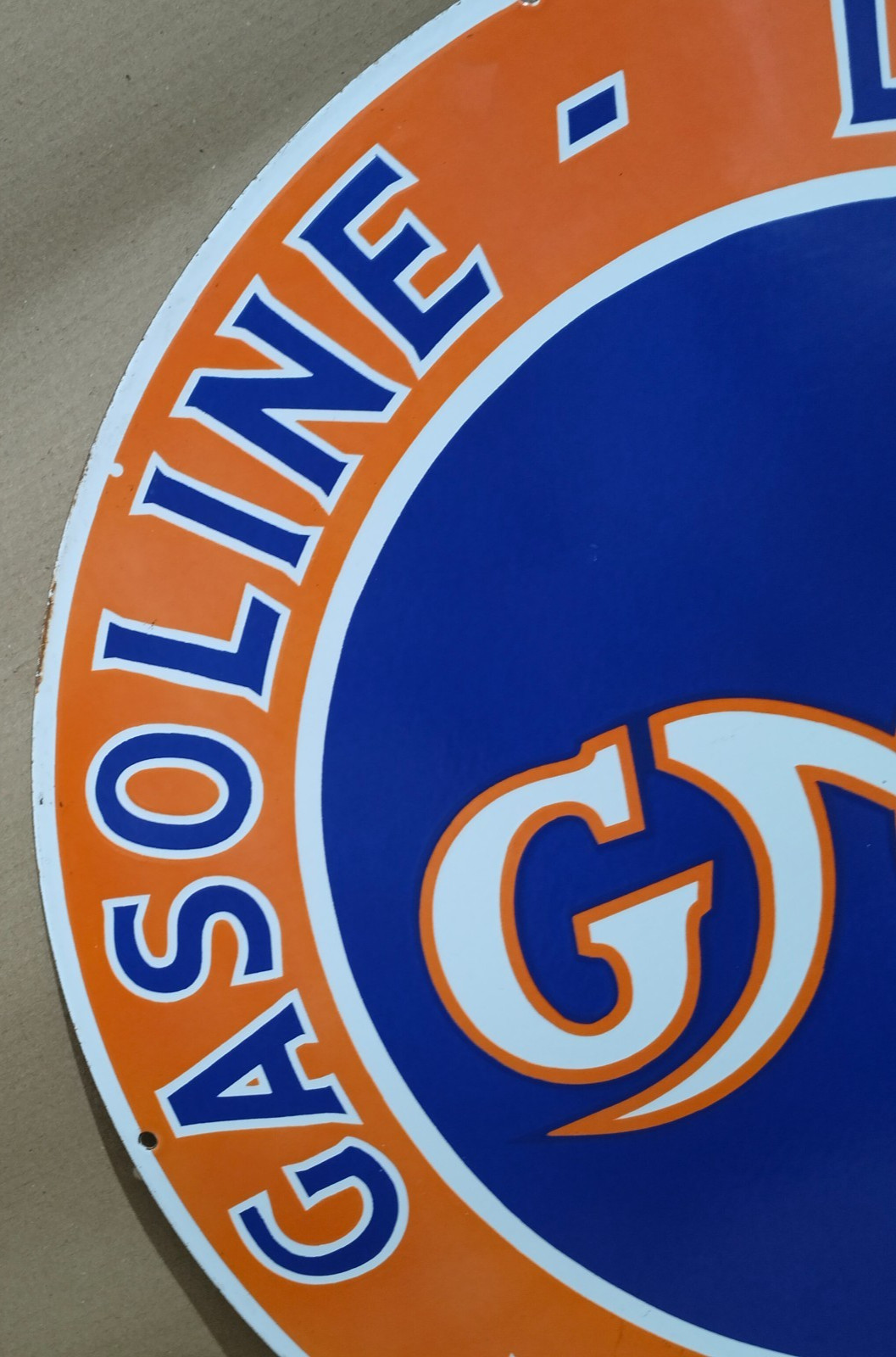 GMC Gasoline Porcelain Enamel Sign 30 X 30 Inches 1 sides
