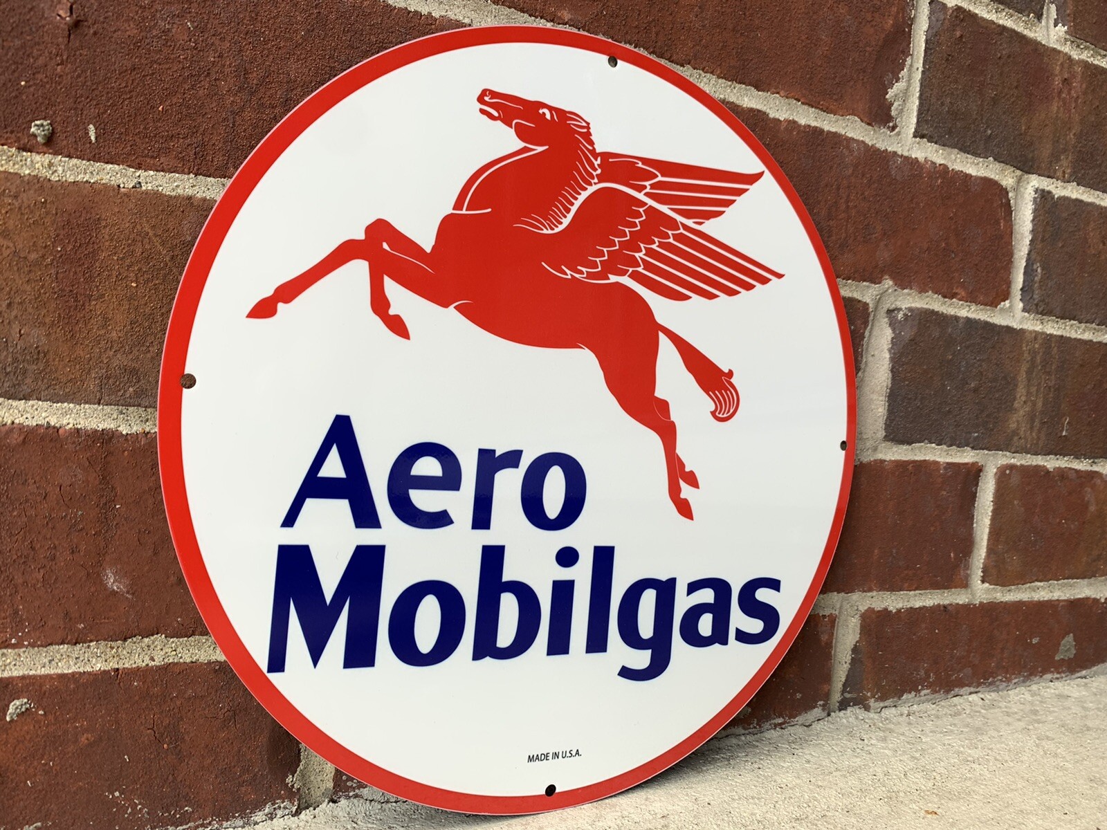12in Mobil Gas Aero Gasoline Mobiloil Vintage Style Heavy Steel Metal Sign