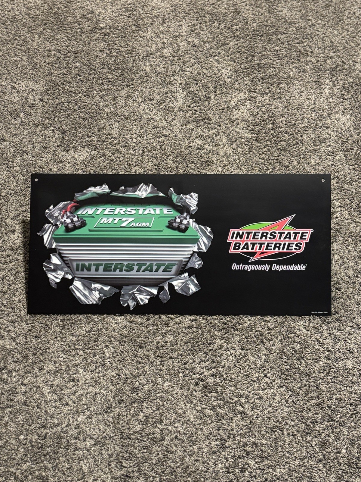 Interstate Batteries Advertising Sign 10×22 Garage Shop Gas Oil Man Cave Decor