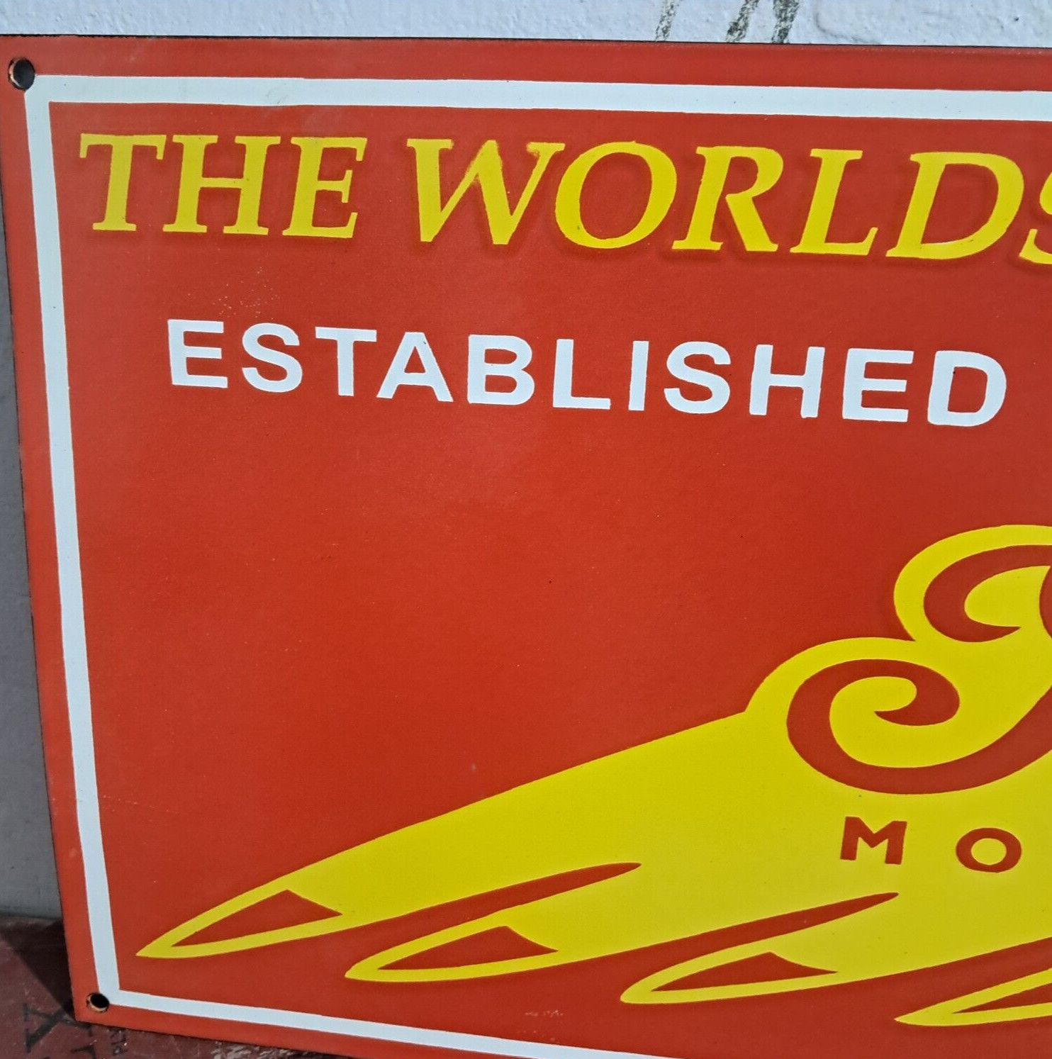 Indian Motorcycles Porcelain Enamel Sign 36 x 15 Inches 1 Sided