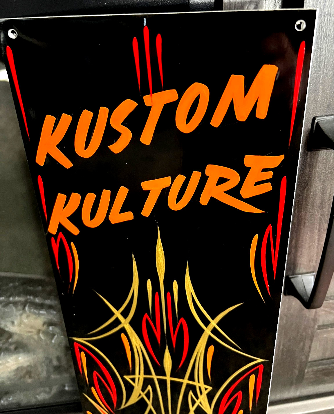 PINSTRIPED Panel Hot Rat Rod KUSTOM KULTURE Garage Sign Art Original shop Garage