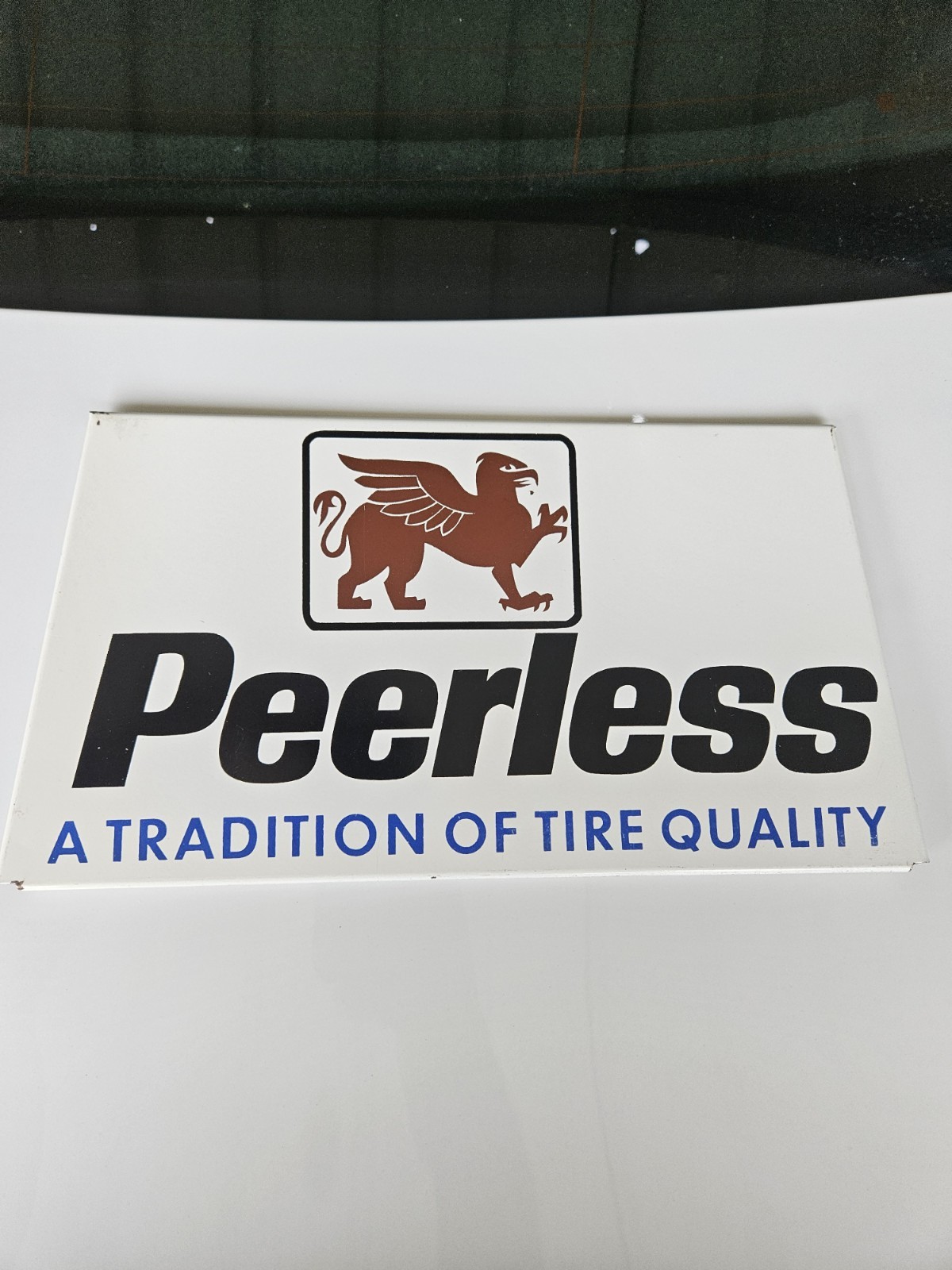 Vintage Peerless Tires Display Rack Sign Metal Gas Station Car Repair Shop