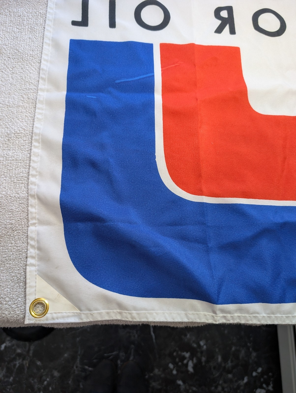 Rare Fina First Motor Oil Advertising Flag Pit Lane Racing Collectible Banner