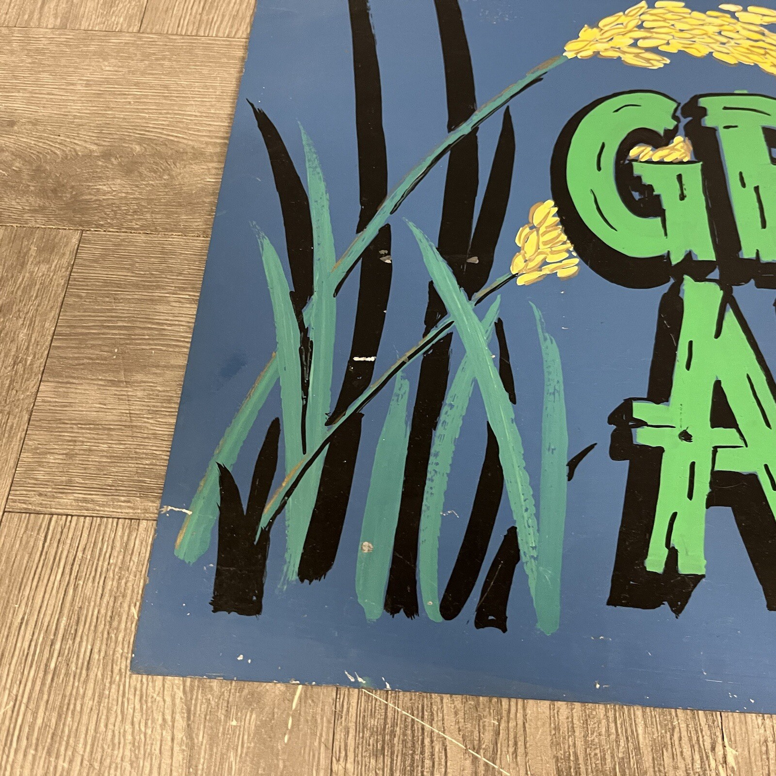 Vintage Green Akers (acres) Sign Hand Painted Folk Art Garden Greenhouse 16″x12″