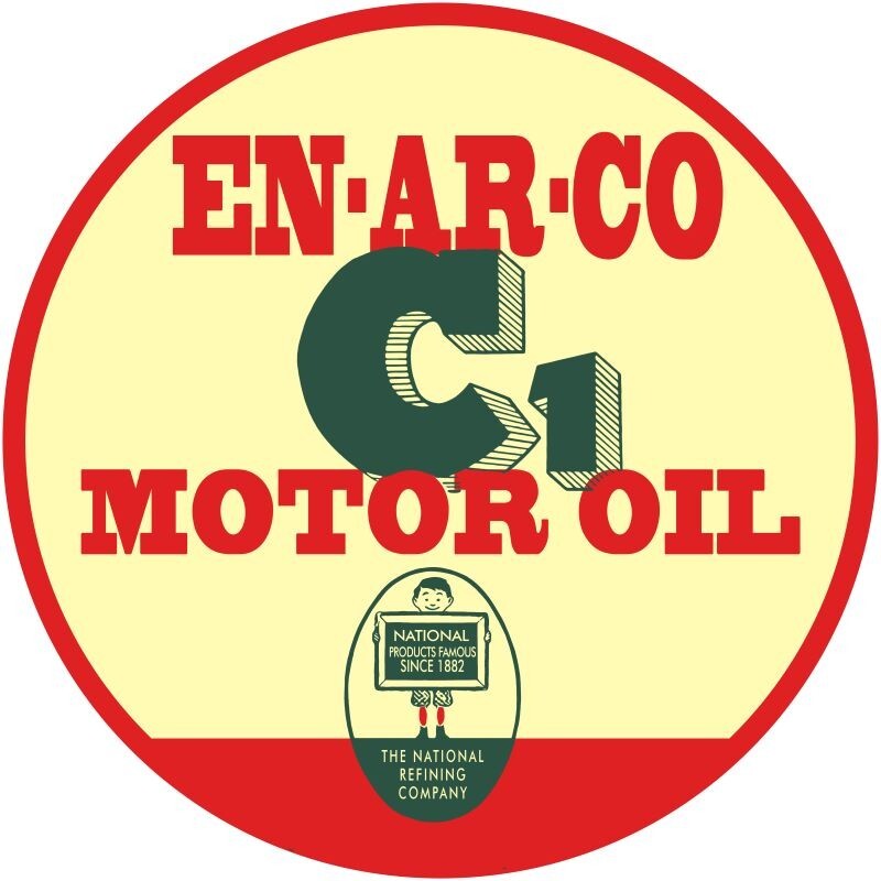 EN AR CO, ENARCO C1 Motor Oil NEW Sign 28″ Dia. Round AMERICAN STEEL