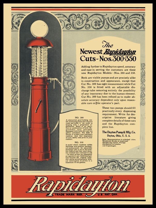 1925 Dayton Pump, RAPIDAYTON Visible Gas Pump New Sign: 18×24″ USA STEEL XL Size