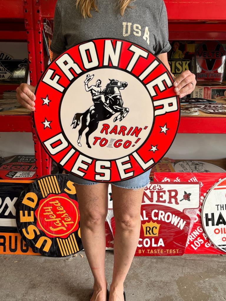 Vintage Style Metal Sign Frontier Diesel NOT Porcelain 20×20 Made USA
