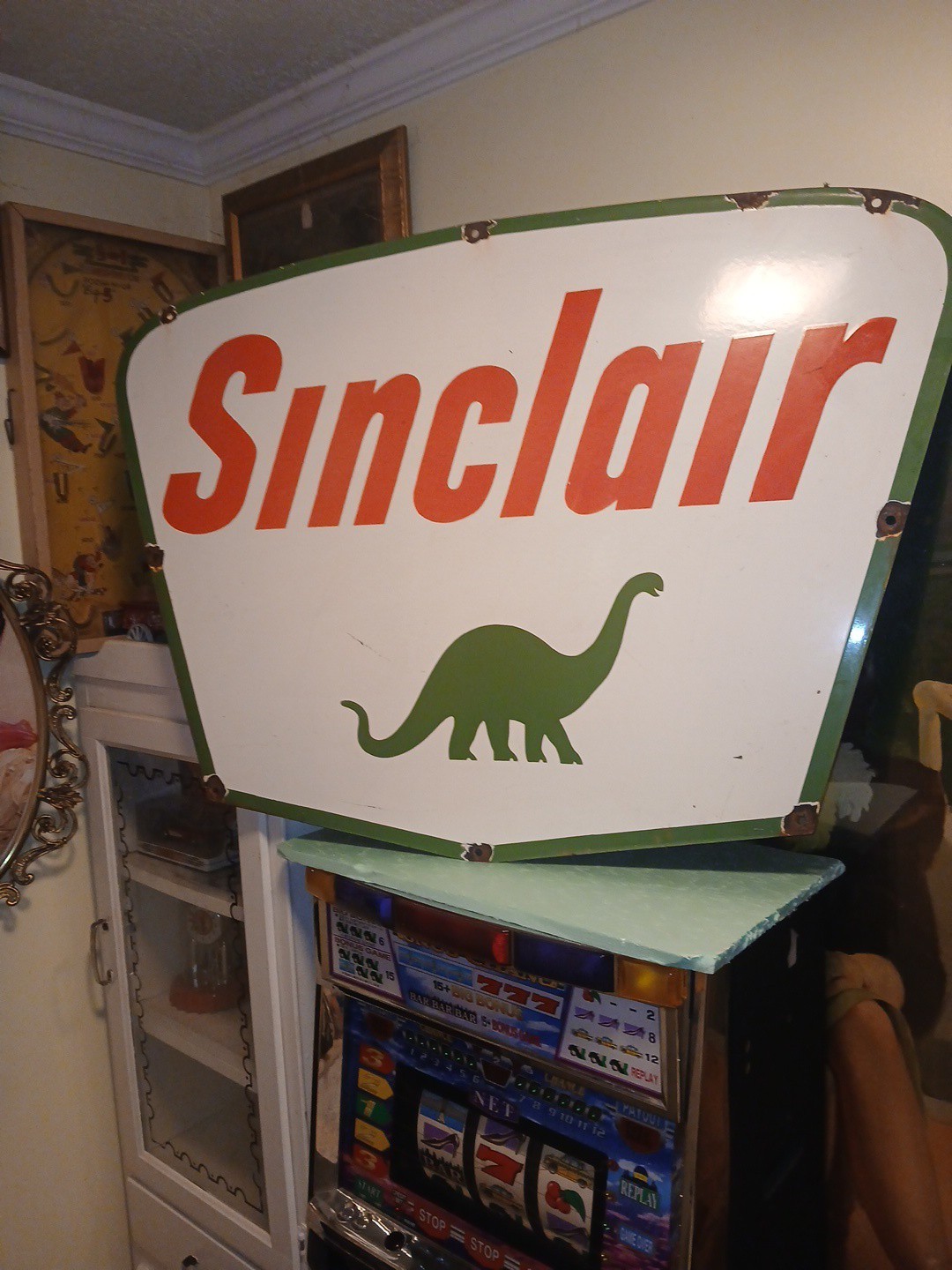 VINTAGE LARGE SINCLAIR PORCELAIN SIGN GASOLINE MOTOR OIL SERVICE PUMP PETROLIANA