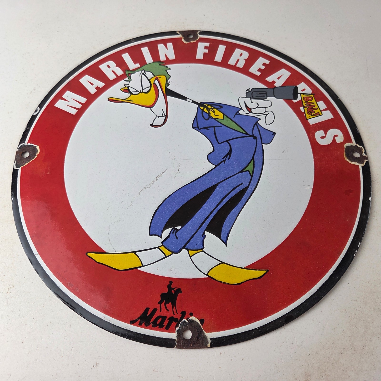 Vintage Marlin Firearms Sign – Joker Batman Comics Gas Pump Porcelain Sign