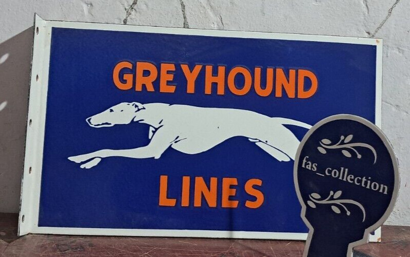Greyhound Lines Porcelain Enamel Sign 18 x 10 Inches 2 Sided