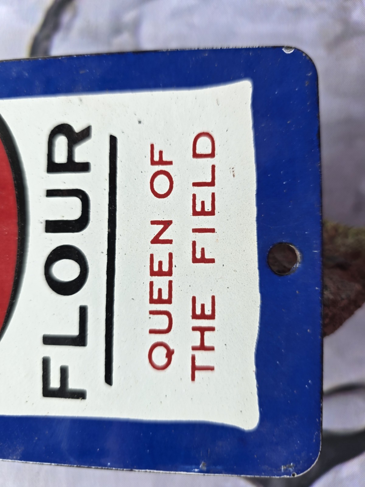VINTAGE VINTAGE C FLOUR PORCELAIN DOOR PUSH SIGN GAS OIL TRUCK MOTORCYCLE 8″×4″