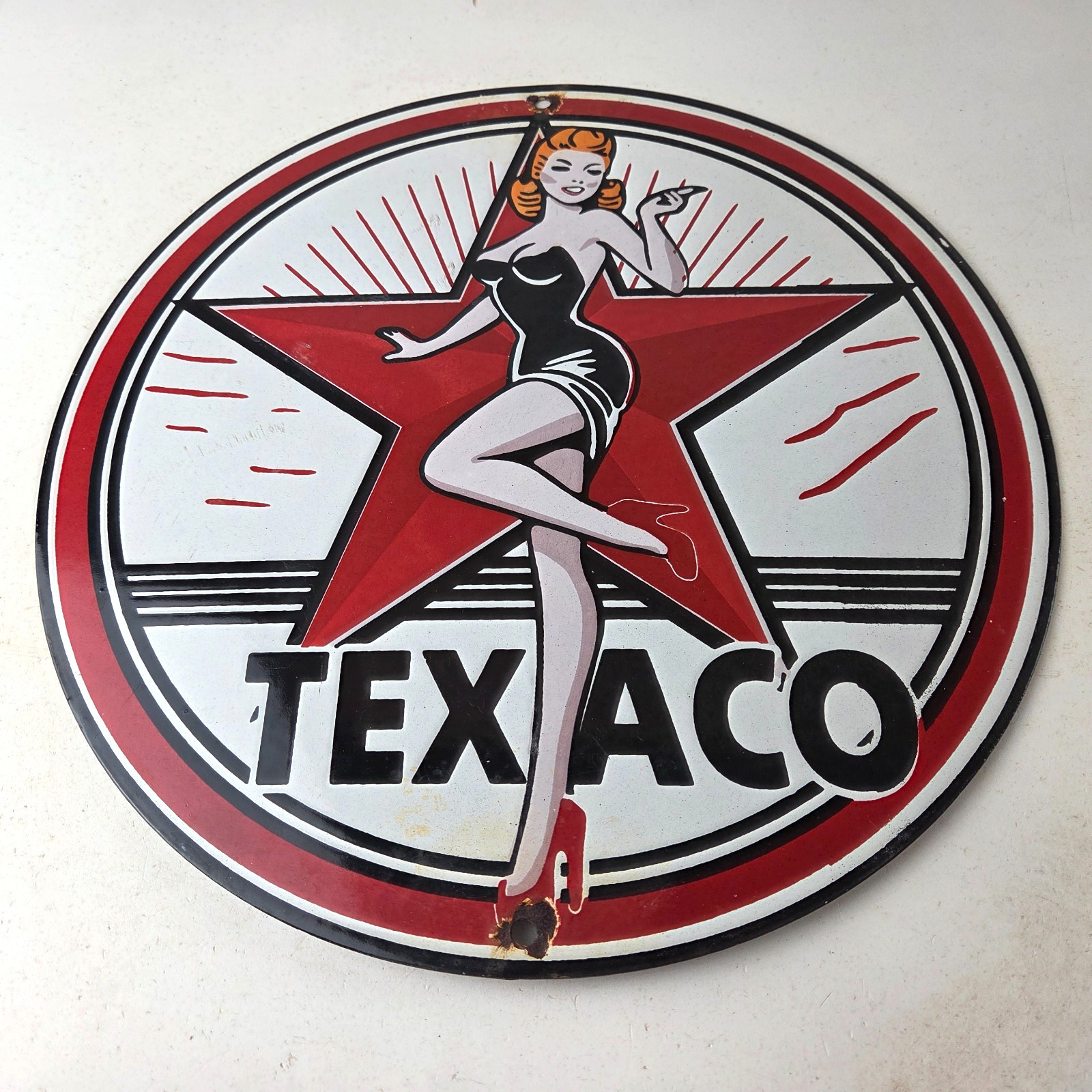Vintage Texaco Gasoline Sign – Gas Service Station Pump Porcelain Sign