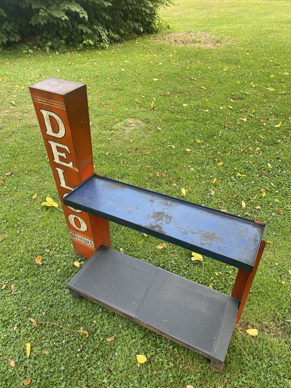 Vintage Delco Battery Display Stand 1950’S ORIGINAL Mobil Porcelain