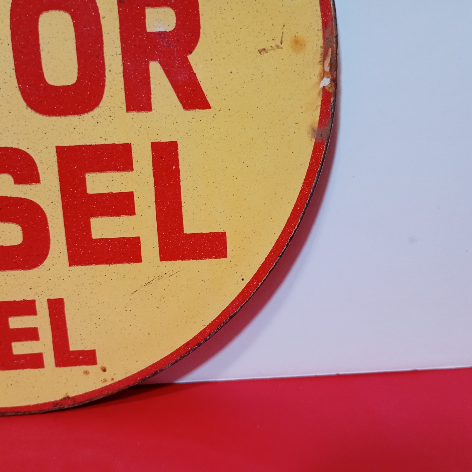 Vintage FLYING A Motor Diesel Fuel Porcelain Enamel Sign 6″ Inches