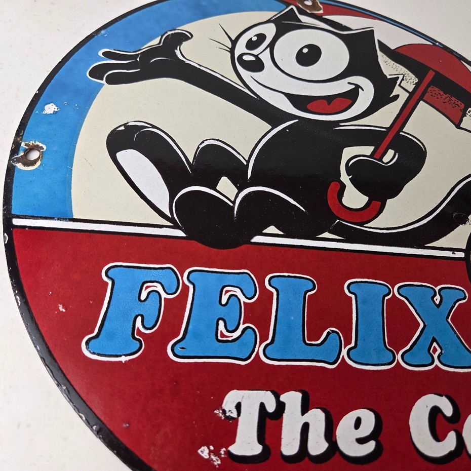 Vintage Felix the Cat Sign – Cartoon Comic Advertising Gas Oil Pump Sign