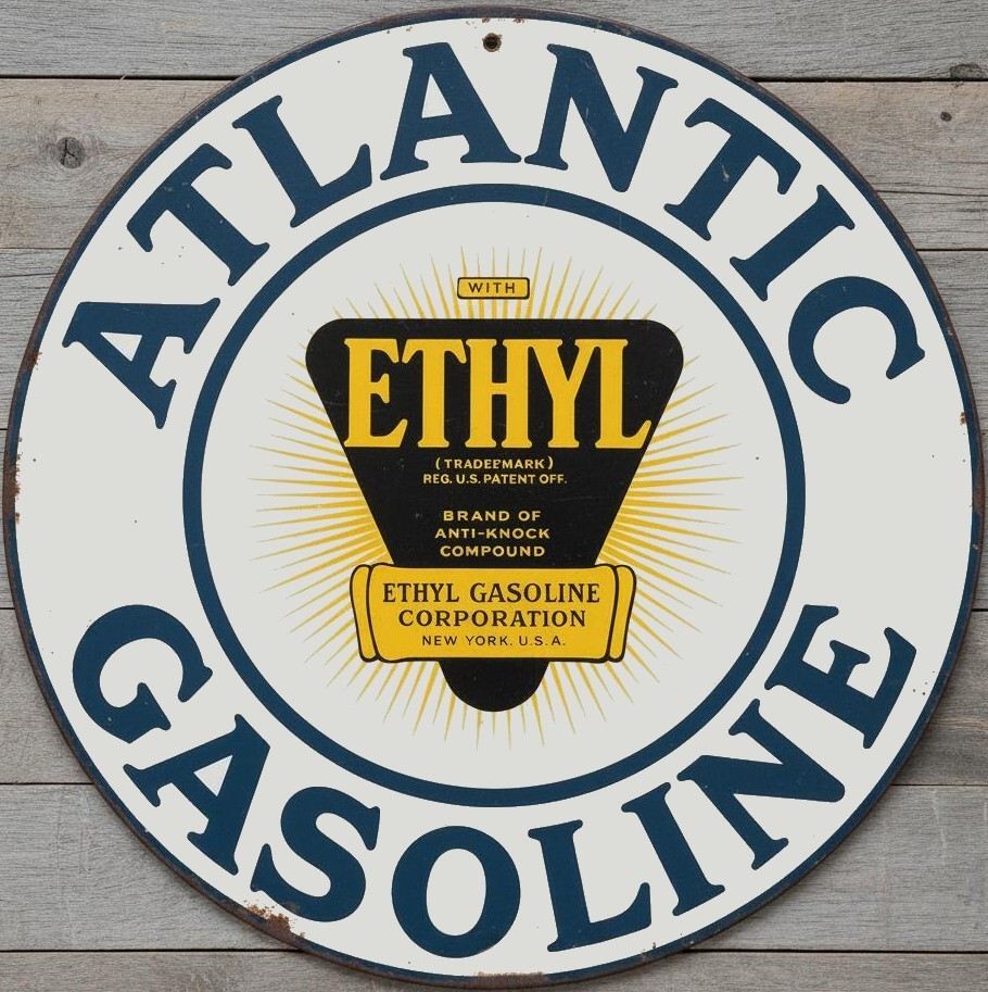 Atlantic Gasoline 8″ Diameter Vintage Novelty Metal Sign Made In USA New!