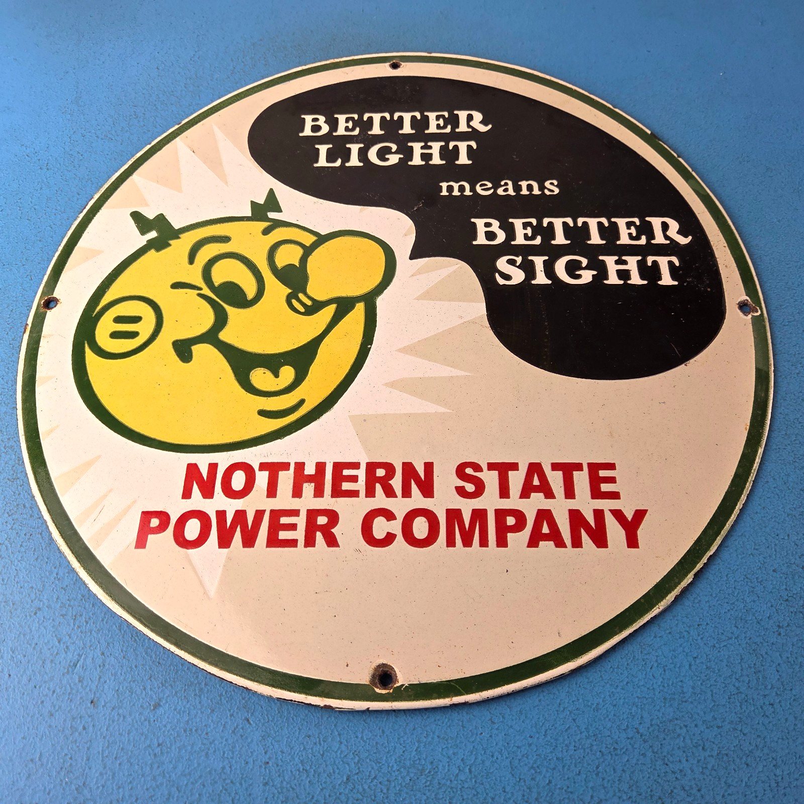 Vintage Electric Service Porcelain Sign – Advertising Gas Station Pump Sign