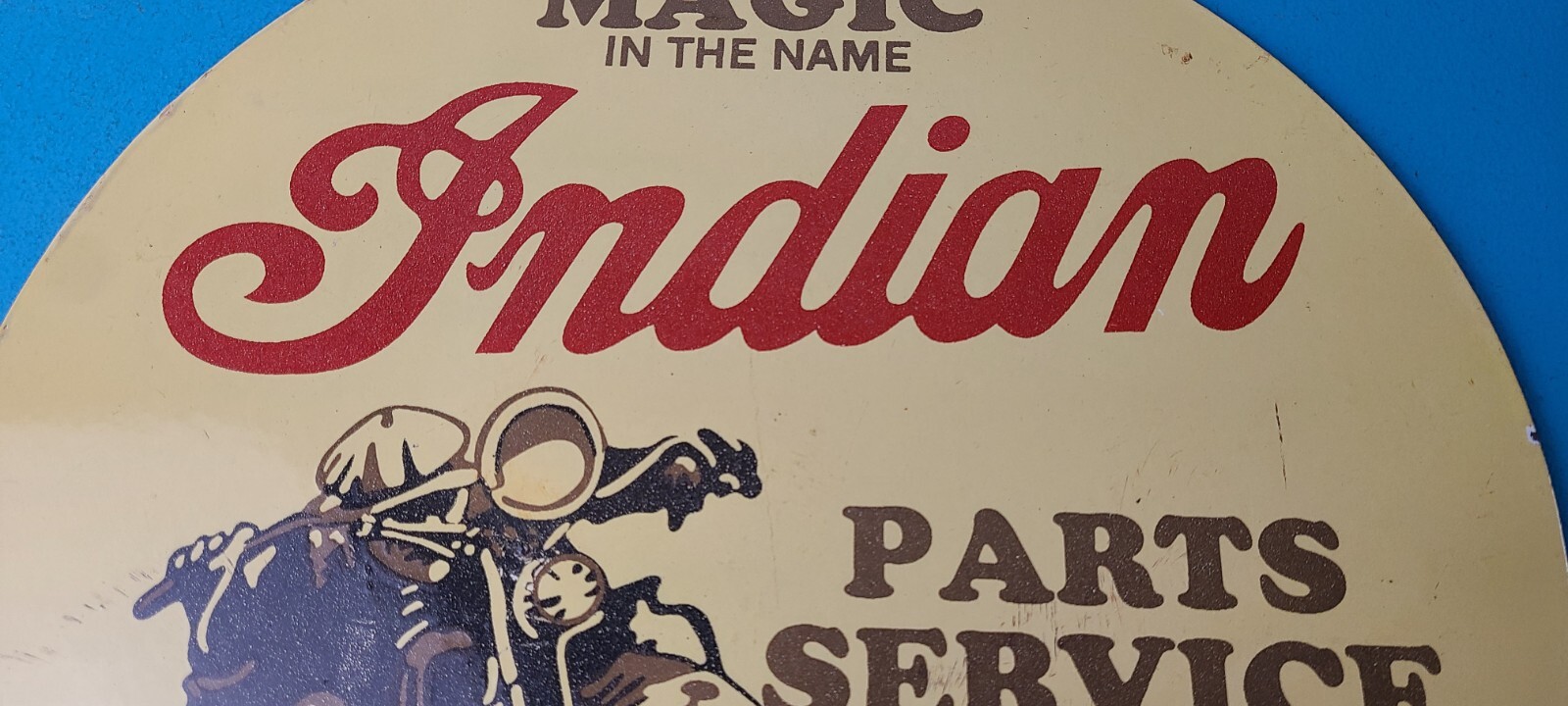 Vintage Indian Motorcycles Sign – Porcelain Gas Pump Parts & Service Sign