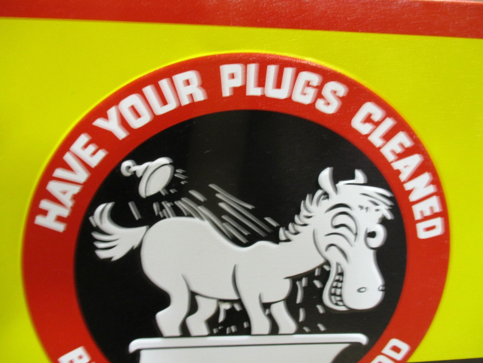 SPARK PLUGS – BIG SIGN – Cleaning Station – GAS OIL Repair Shop- DONKEY BATH TUB