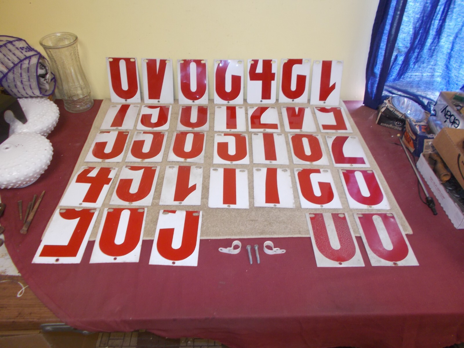 VINTAGE GAS STATION PUMP SIGN NUMBERS FLIP KEROSENE PRICE METAL DOUBLE SIDED