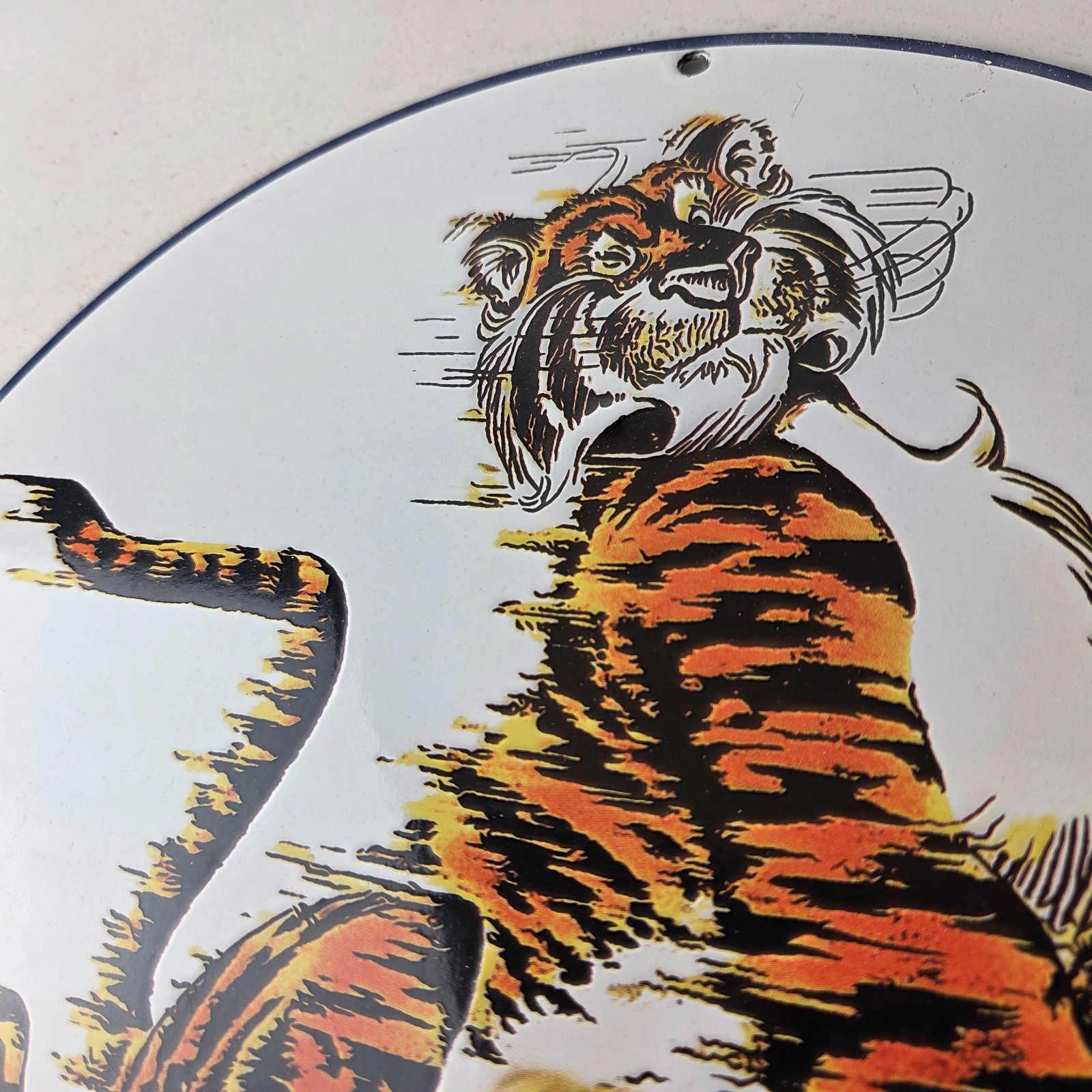Vintage Esso Gasoline Sign – Tiger Gas Service Station Auto Tank Porcelain Sign