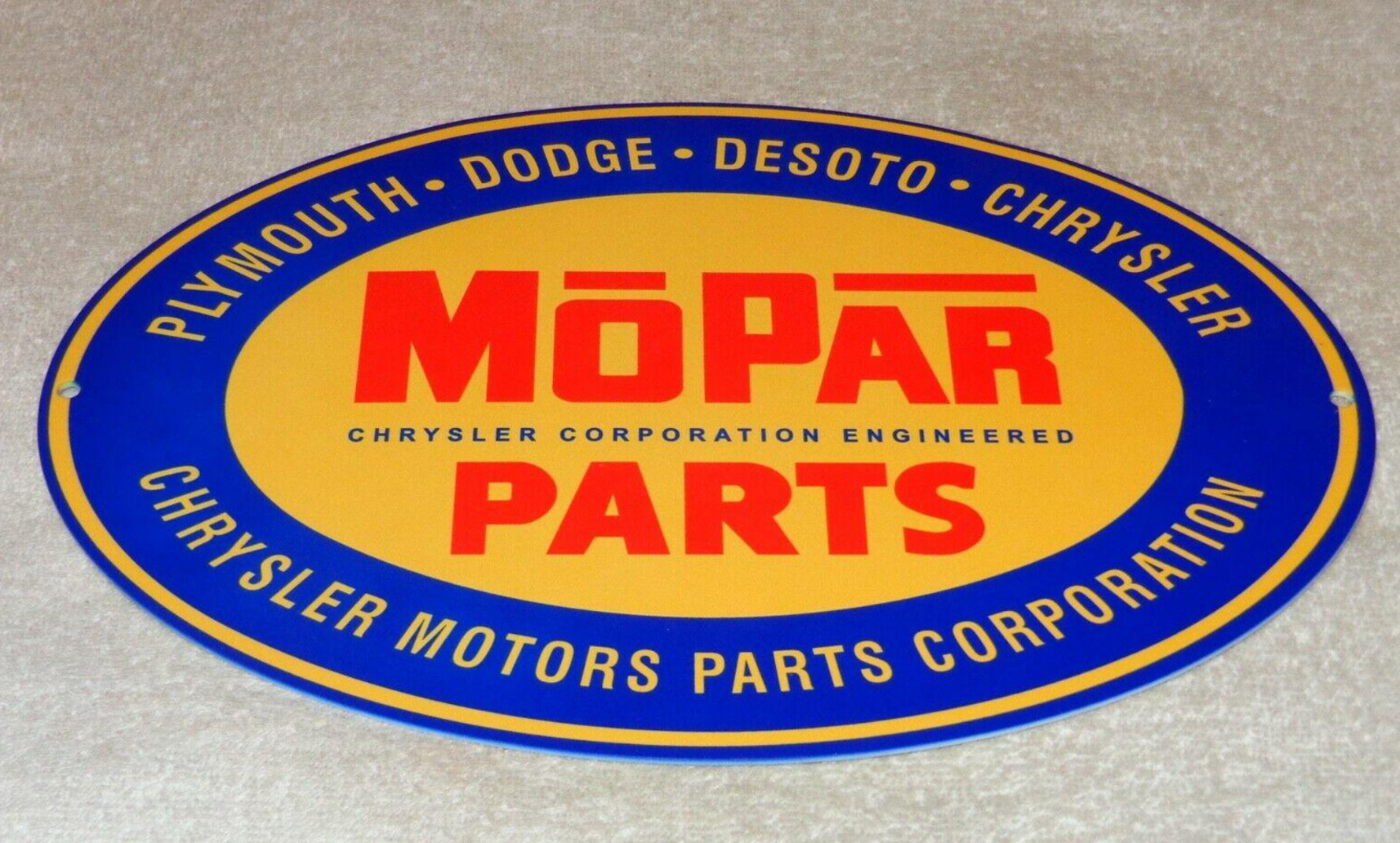 VINTAGE MOPAR PARTS CHRYSLER DODGE PLYMOUTH 1′ METAL CAR TRUCK GASOLINE OIL SIGN