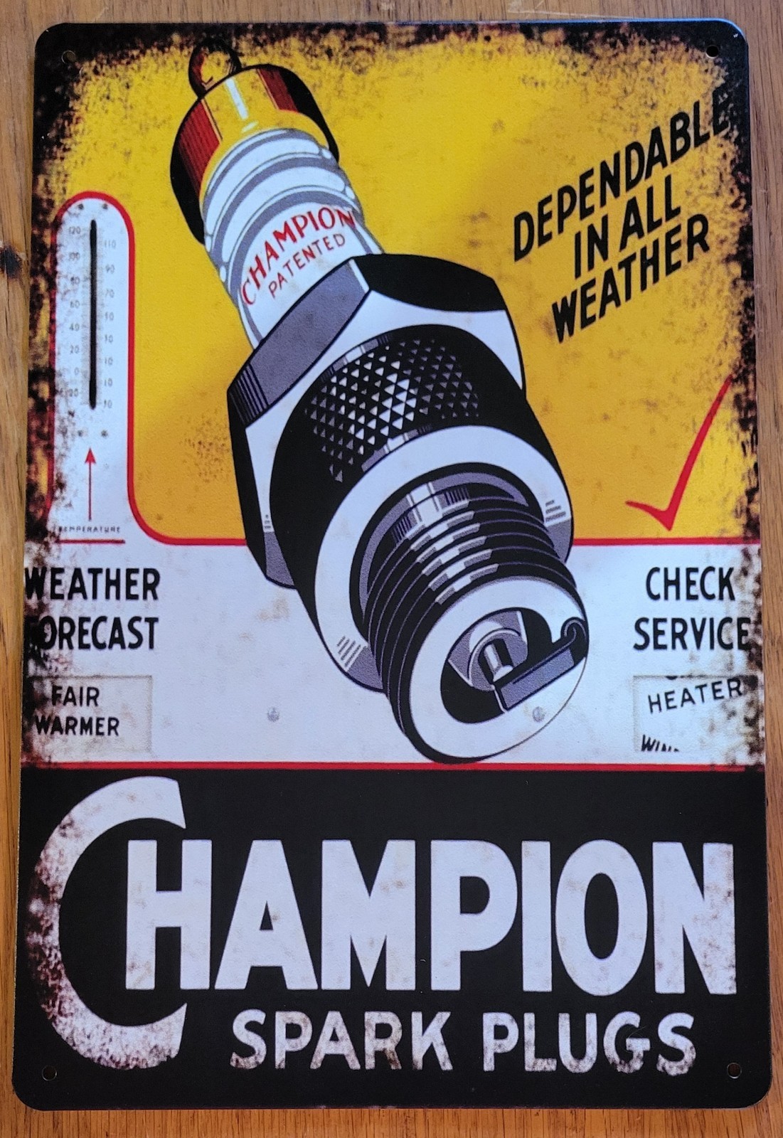 Retro Vintage Man Cave 8×12 Gas Station Auto Tin Sign Champion Spark Plugs