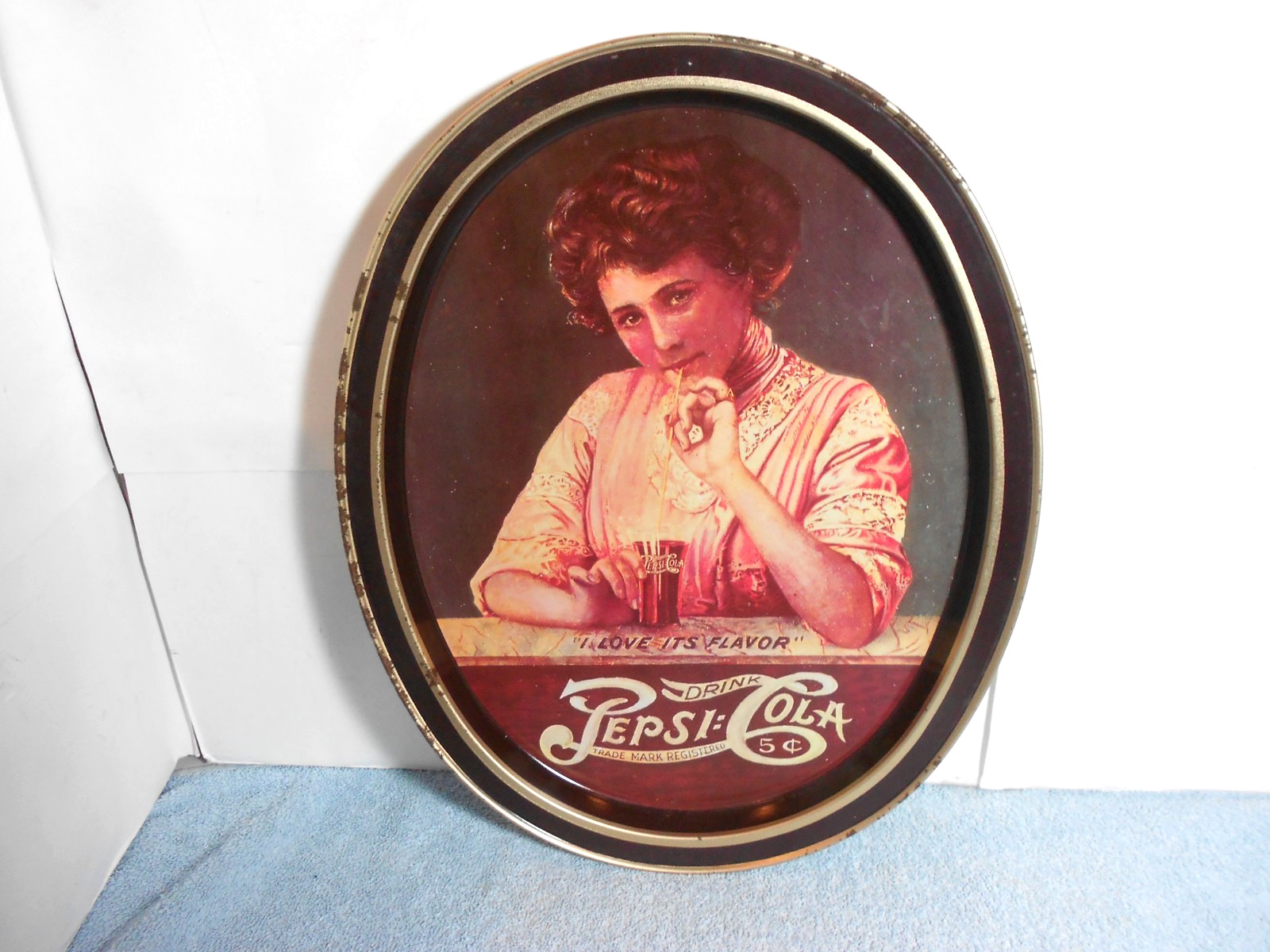 VINTAGE DRINK PEPSI-COLA SODA POP METAL SERVING TRAY ADV. SIGN 14 x 11 in -L403A
