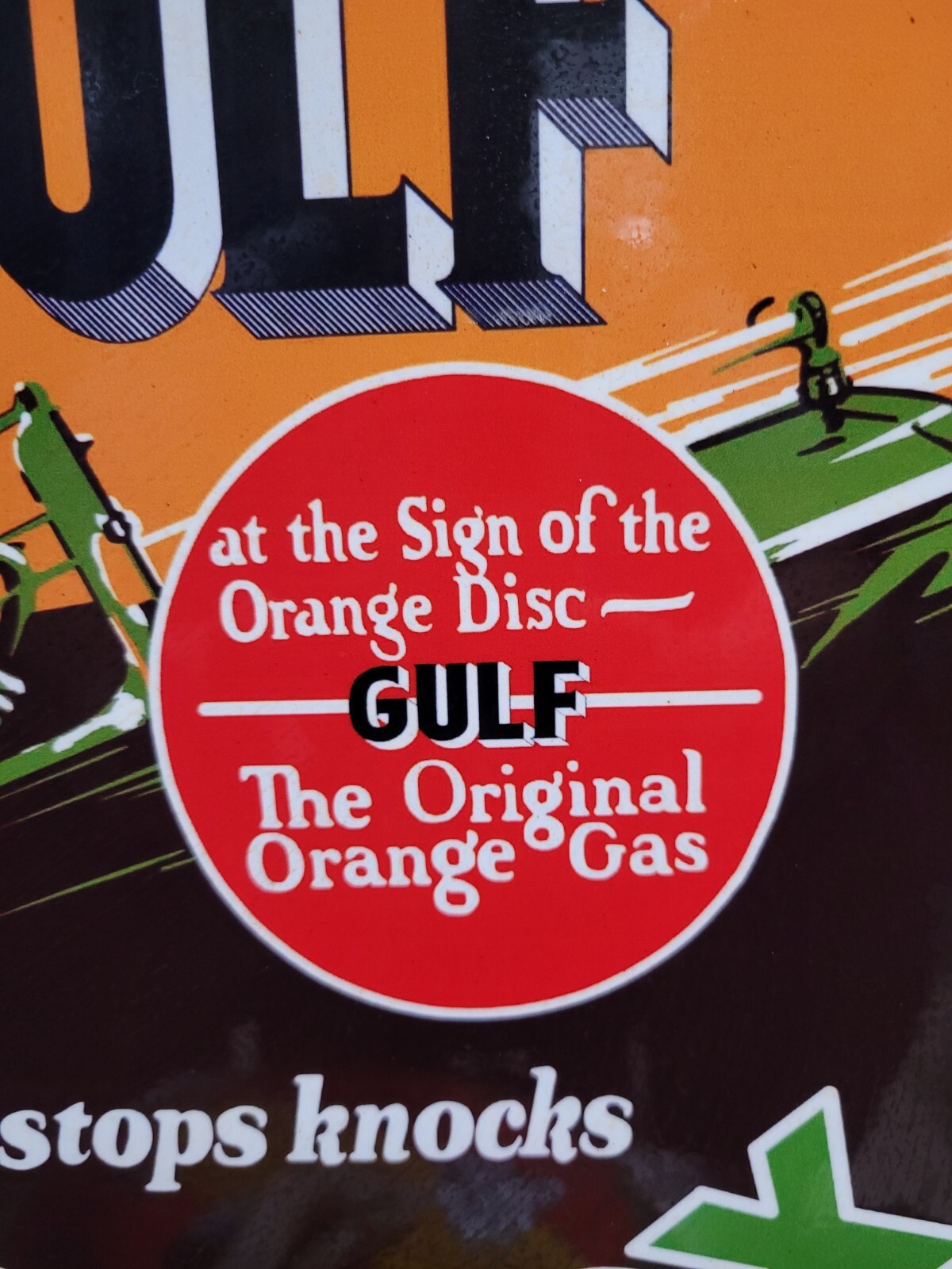 VINTAGE GULF PORCELAIN SIGN NO NOX MOTOR OIL GAS PUMP PLATE CAR ENGINE SERVICE