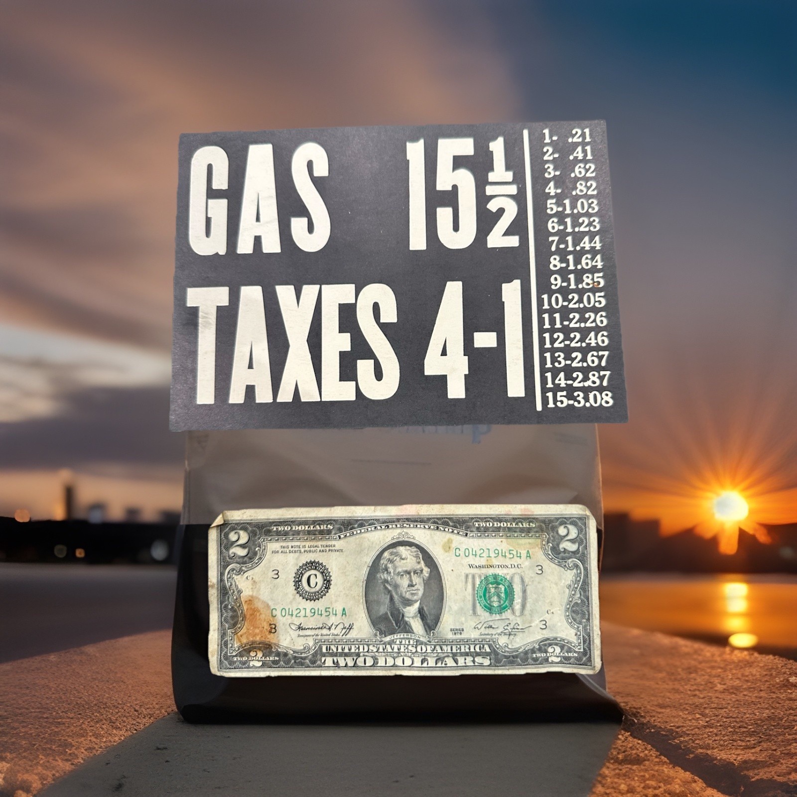 1 two side Visible Gas Service Station Pump Price Tax Paper Sign vtg 1920s rare