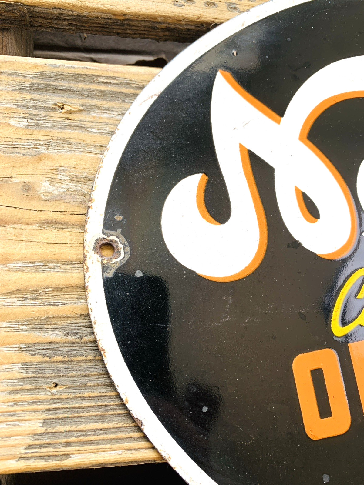 VINTAGE 12×9″ NESBITT’S California ORANGE SODA POP 5c GAS PORCELAIN OIL SIGN
