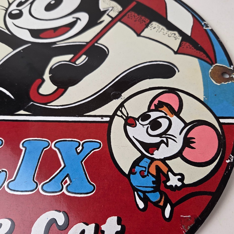 Vintage Felix the Cat Sign – Cartoon Comic Advertising Gas Oil Pump Sign