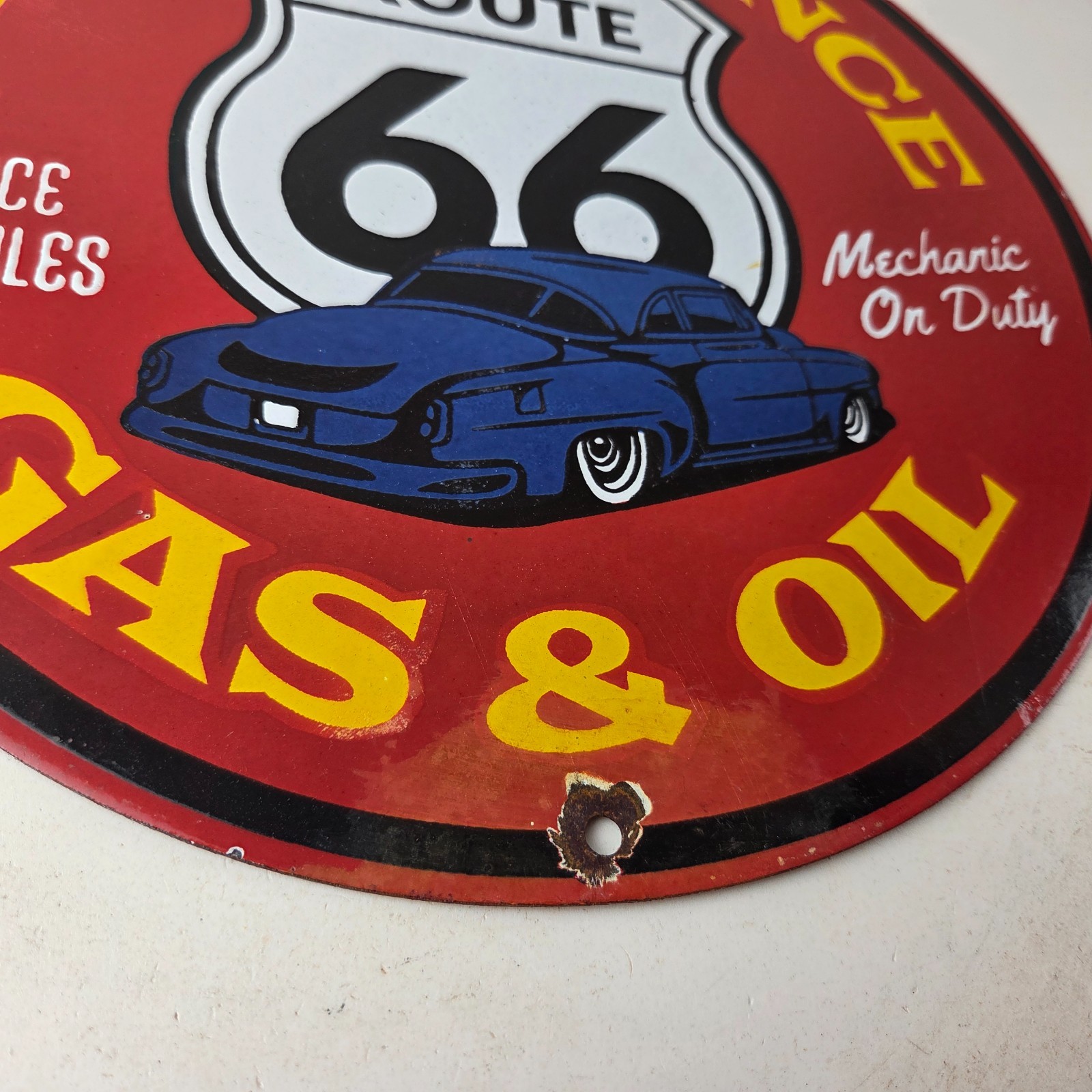 Vintage US Route 66 Sign – Porcelain America Gas Station Last Chance Gas Sign