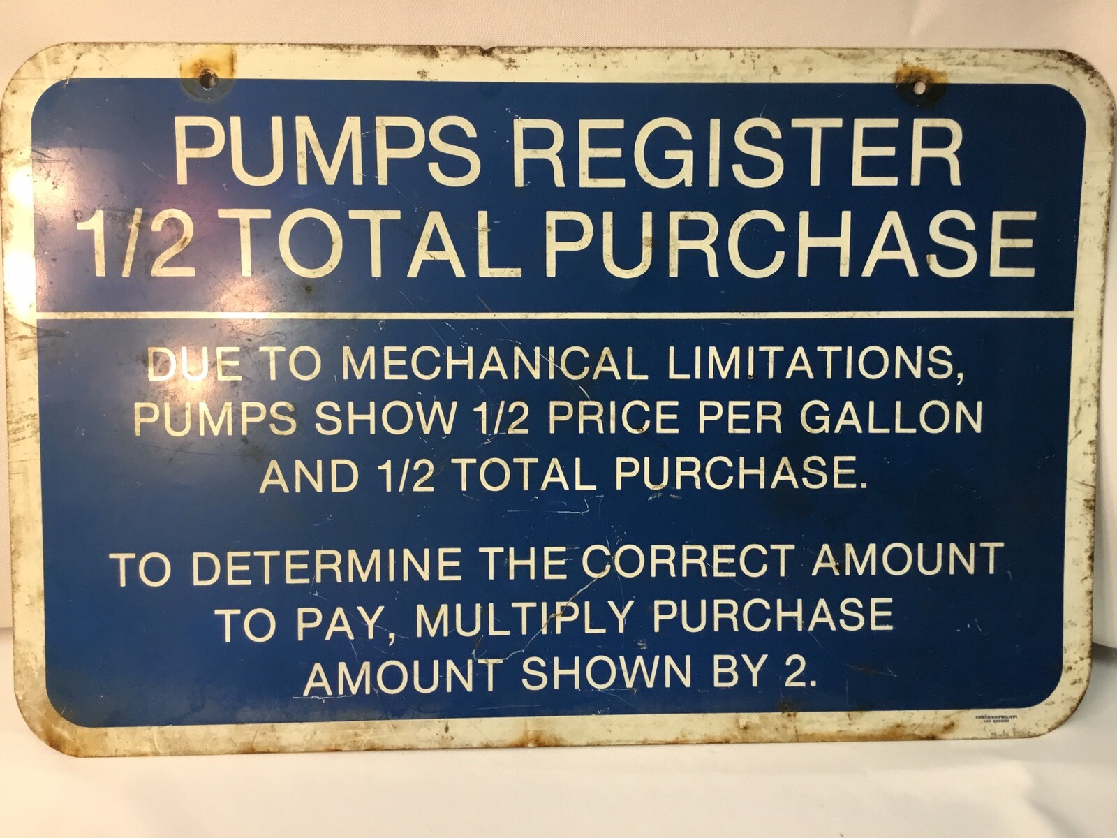 Vintage Gas Pump Price Sign Two Sided, Metal
