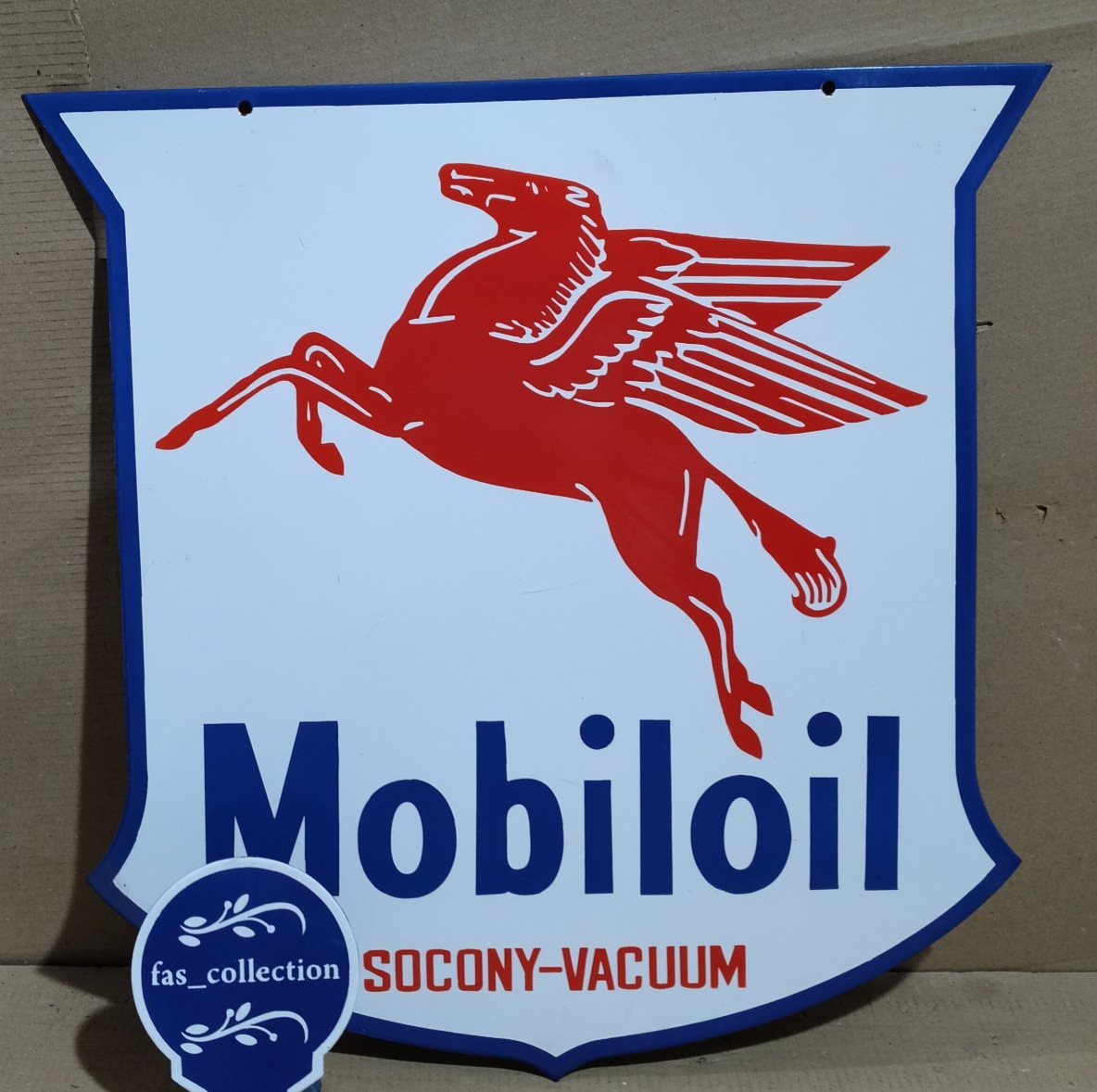 Socony-Vacuum Mobil oil Porcelain Enamel Sign 24 x 24 Inches 2 Sided
