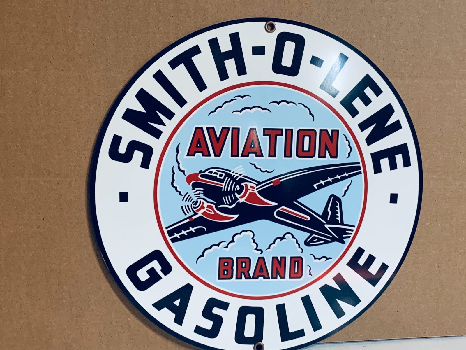 Smith O Lene Aviation gasoline vintage Style round metal sign Smitholene