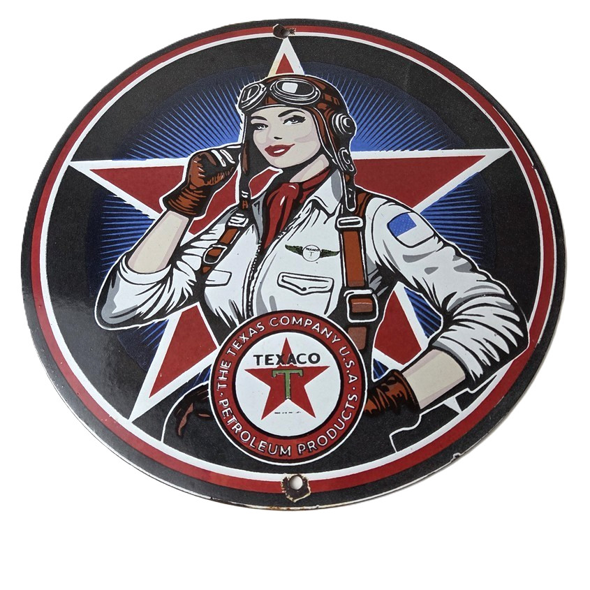 Vintage Texaco Gasoline Sign – Aviation Gas Pump Porcelain Sign