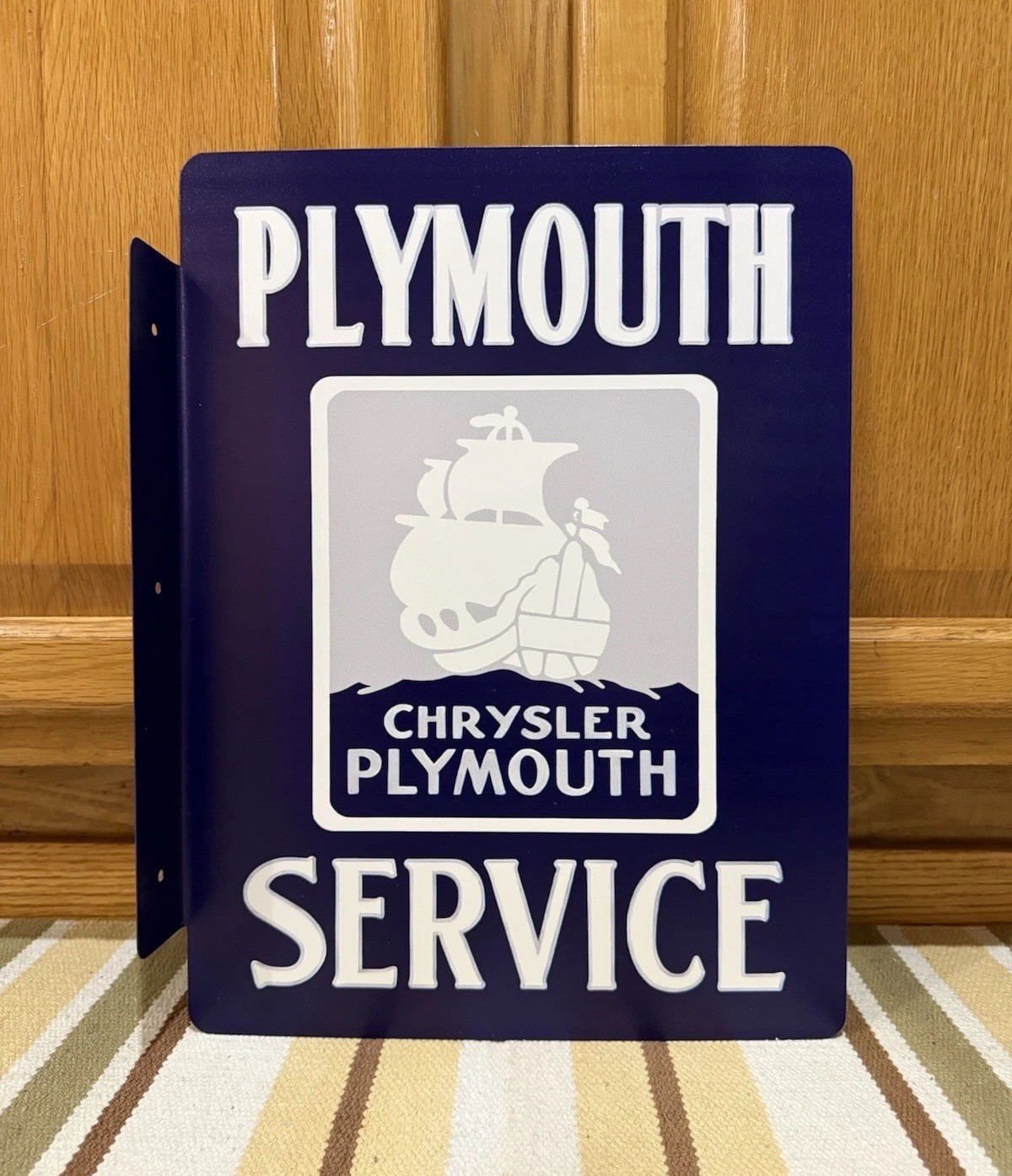 Plymouth Service Sign Chrysler Parts Gas Double Sided Vintage Style Wall Decor