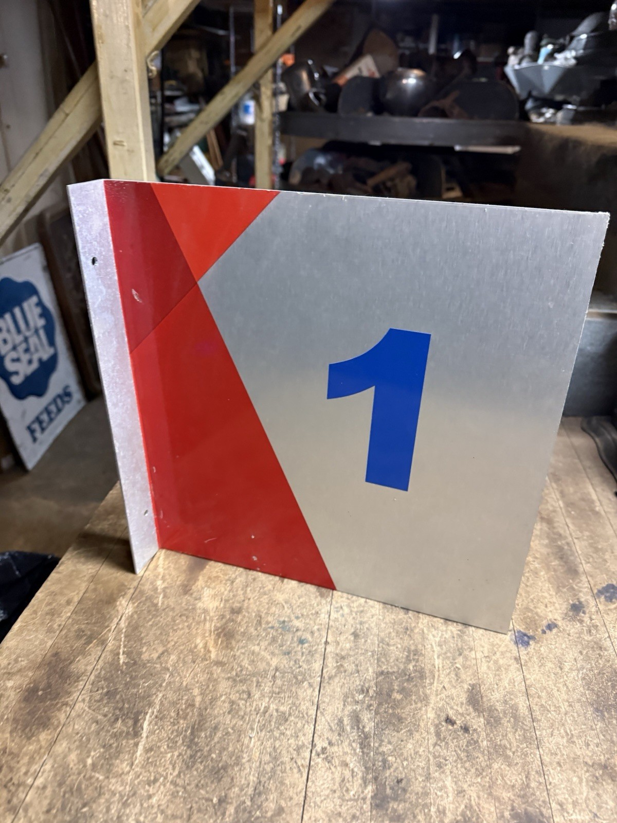 VTG New NOS Gas Pump Fuel Citgo No 1 One Station Number Marker Metal Flange Sign